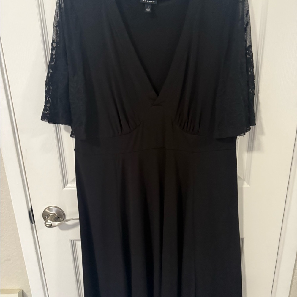 Torrid Elegant Black Lace Sleeve Dress